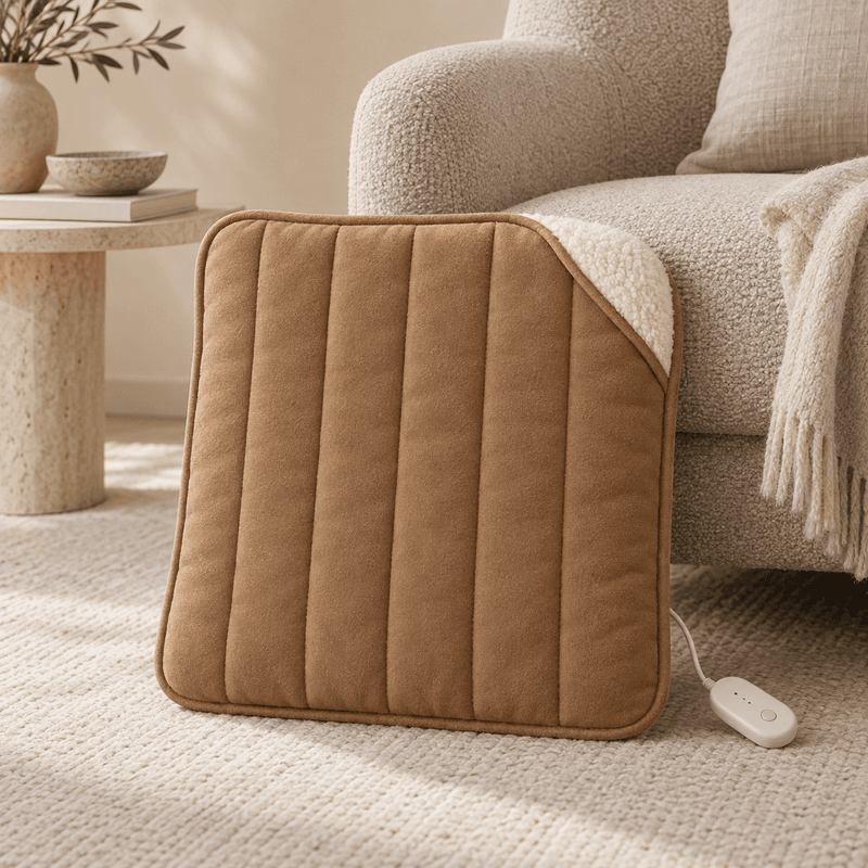 Camel quilted heated seat cushion